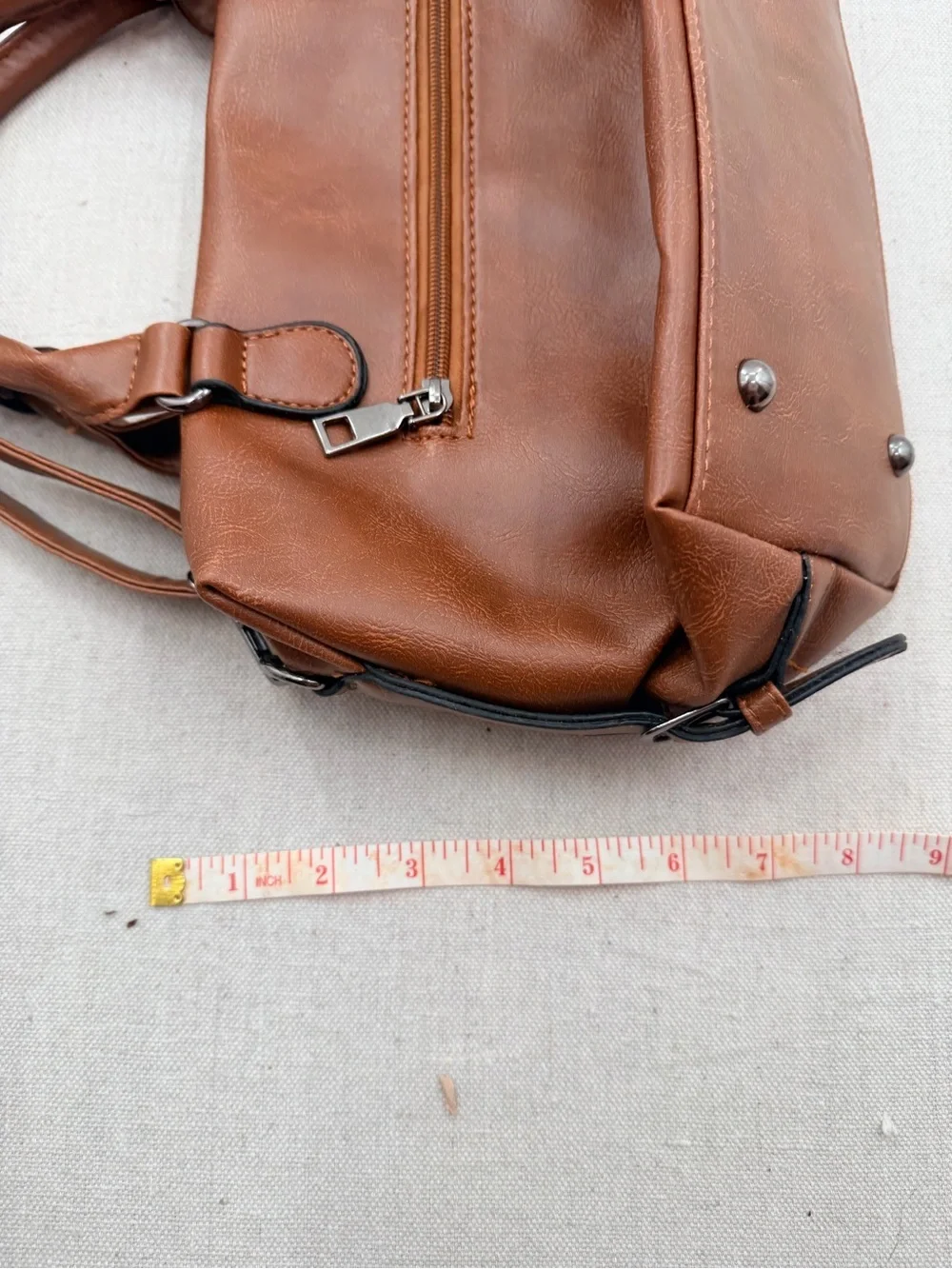 Brown Leatherette Satchel Handbag